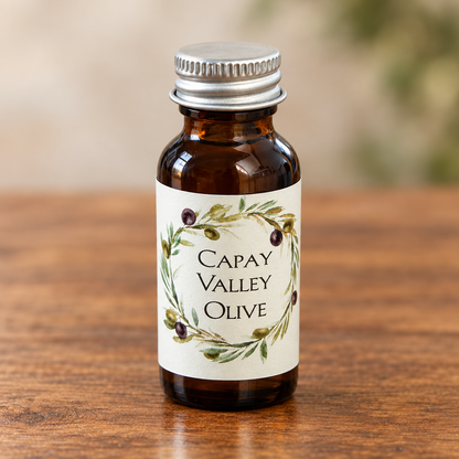 Capay Valley Olive amber bottle
